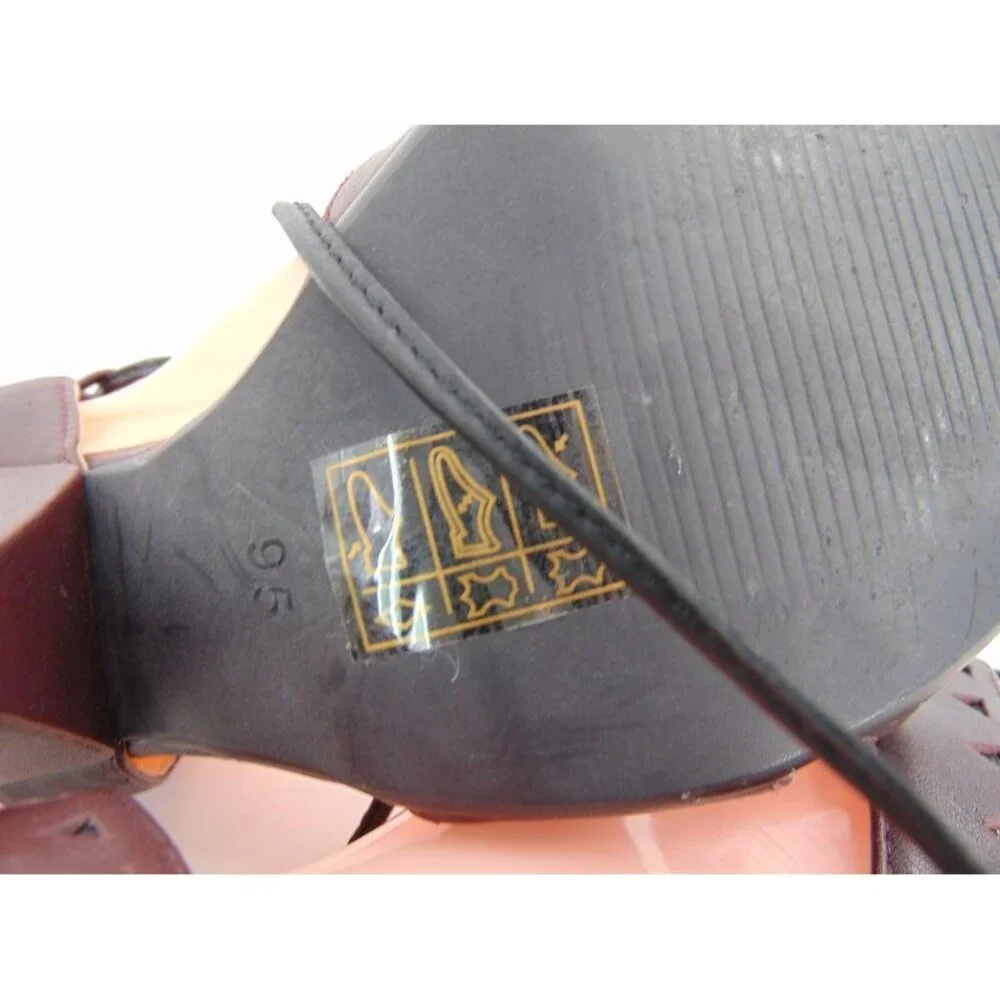 Anthropologie Faryl Robin Caley Lace Up Ankle Tie Heels 9.5 Chunky Heel Laser - Picture 10 of 13